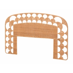 bali & pari Felician Natural Rattan Standalone Headboard - Handwoven Wicker Panel Headboard with Scalloped Fan Motif, King